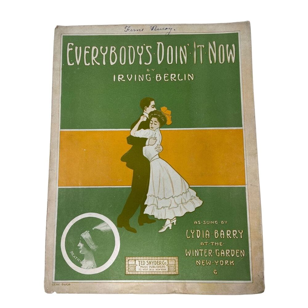 1911 Everybodys Doin It Now Sheet Music Irving Berlin Lydia‎ Barry Large Format